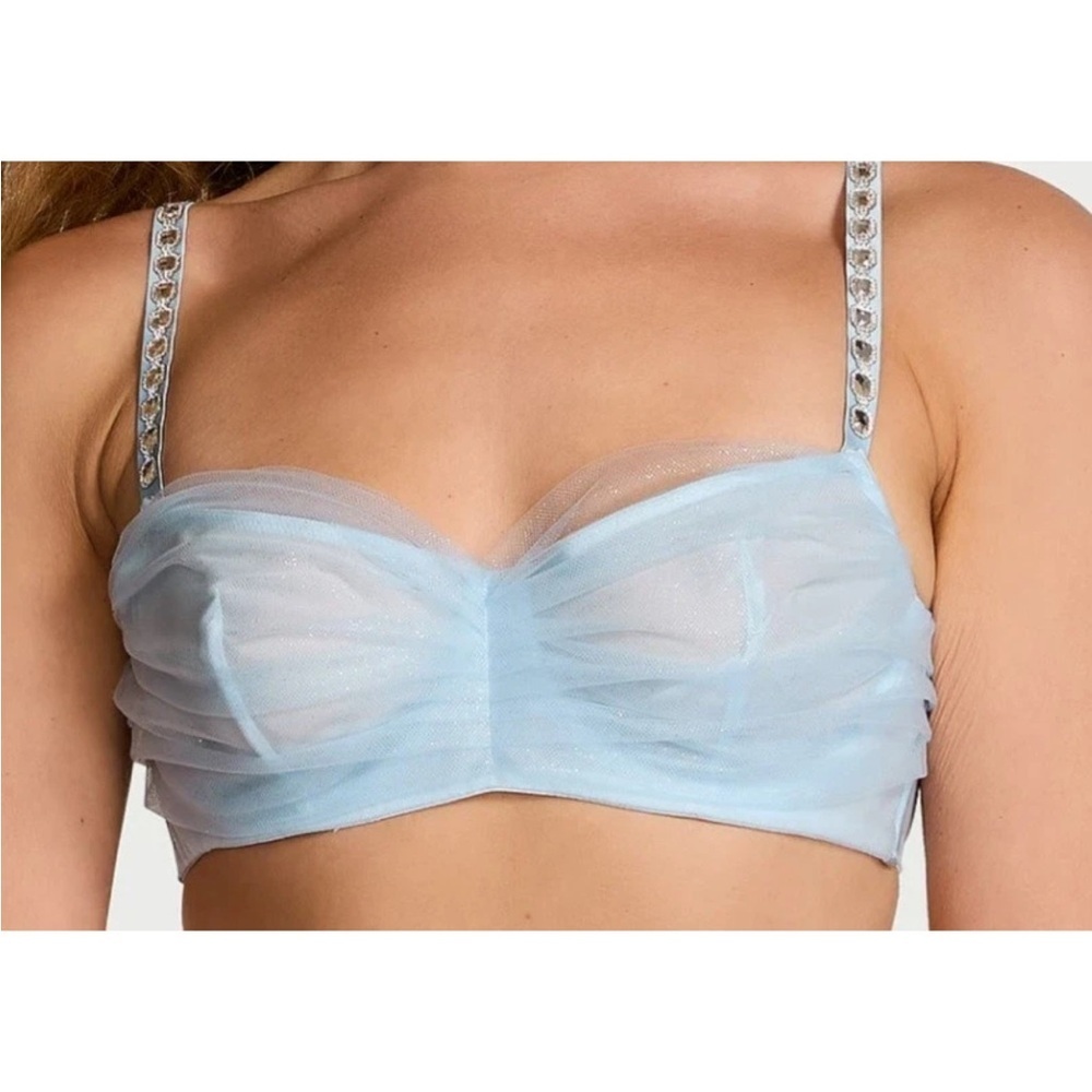 Victoria's Secret twinkle cameo Light Blue Tulle Bralette size XS baby blue - Picture 10 of 11